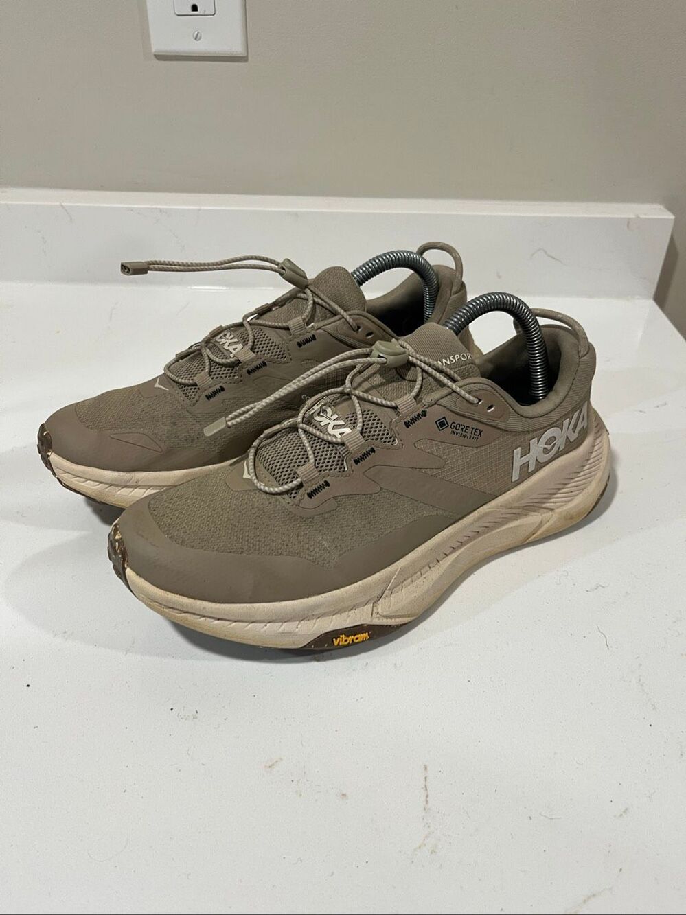 Hoka Women’s Transport GTX Lace Up Athletic Running Shoes Tan Size 8.5